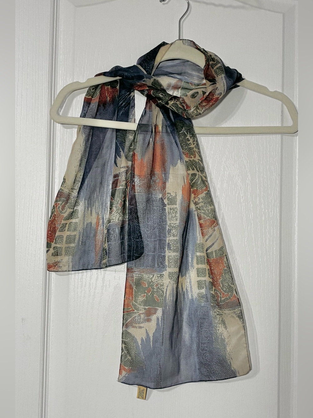 Vintage Abstract Brushstroke Semi-Sheer Scarf 58”L